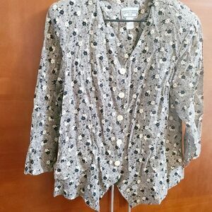 E.D. Michael's Plus women's long sleeve floral button-down top